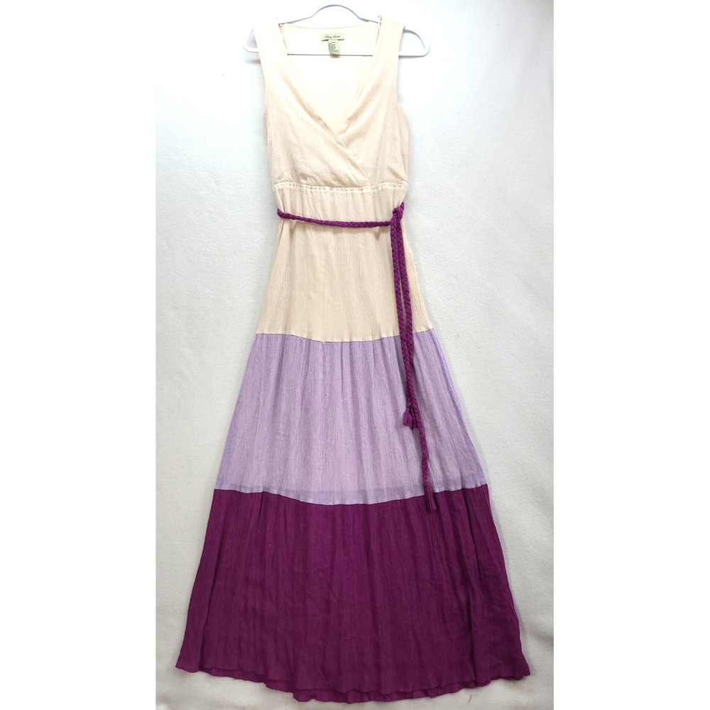 Vtg Flying Tomato Tiered Colorblock Halter Top‎ Maxi Dress Sz Lg Boho Hippie